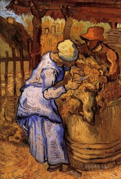  Sheep Oil Painting - Sheep Shearers The after Millet Vincent van Gogh